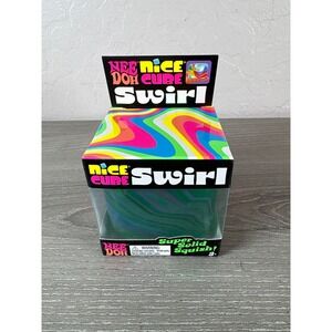 NeeDoh Nice Cube Swirl Fidget Toy Green Purple Super Solid Squish Schylling